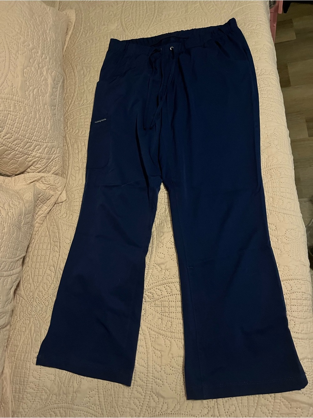 Women's Navy Drawstring Wide-Leg scrub Pants